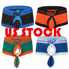 Mens Boxer Briefs Low Rise Buckled Bulge Pouch Trunks Underwear Underpants