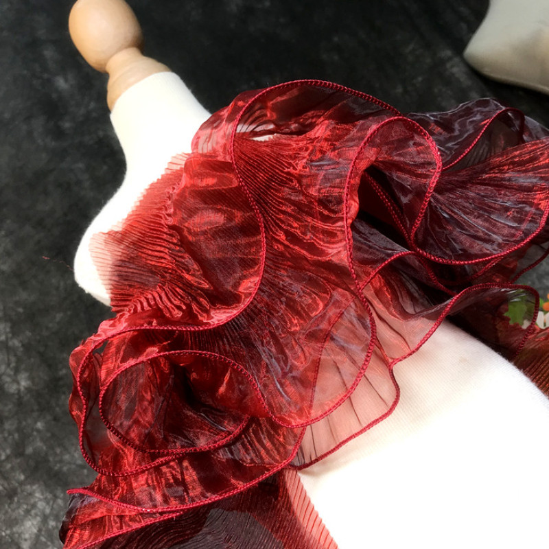 Organza Ruffles Frill Mesh Pleated Edging Trimming Lace Fabric Holographic