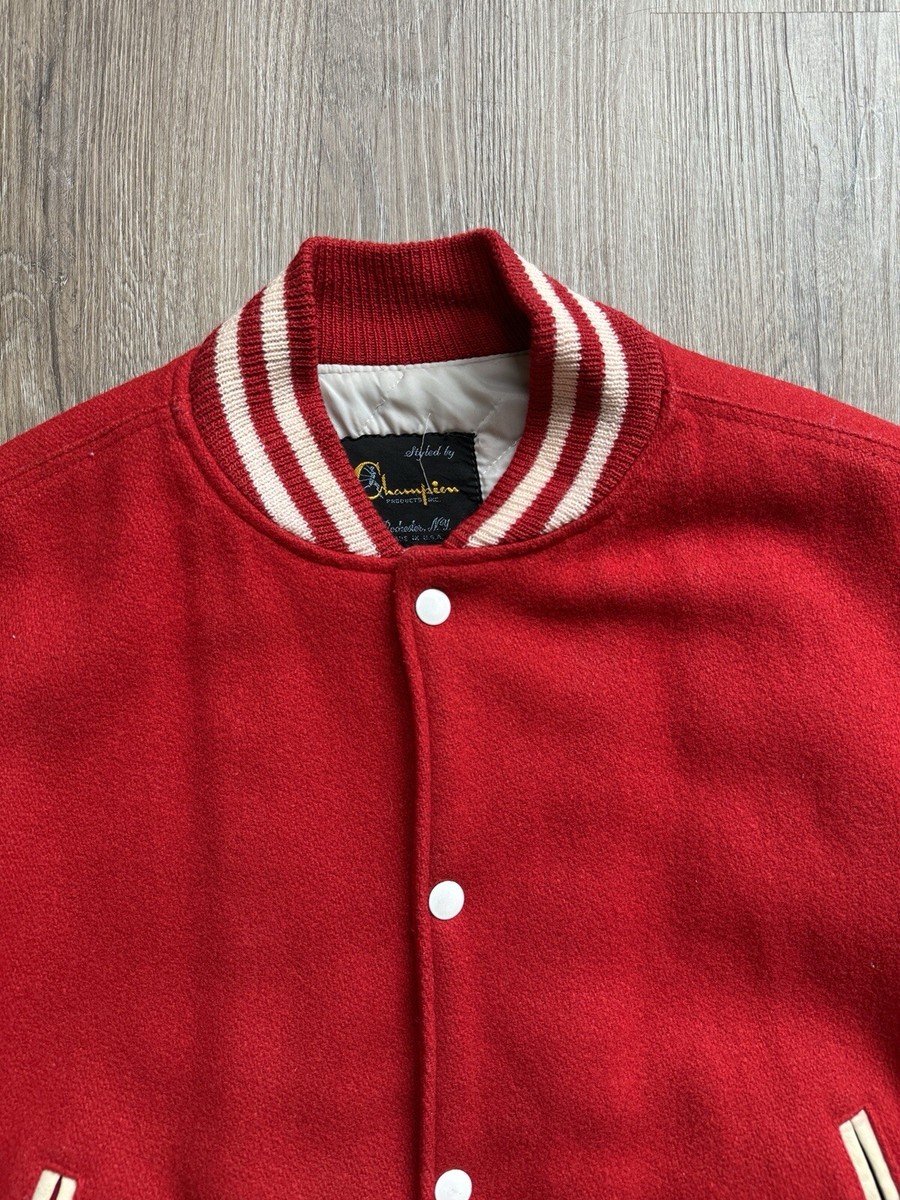 Vintage 60s 70s Champion Running Man Varsity Jacket Red Milne