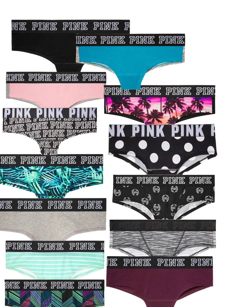 Victoria's Secret PINK Variety Logo Cheekster Panty, Set of 3