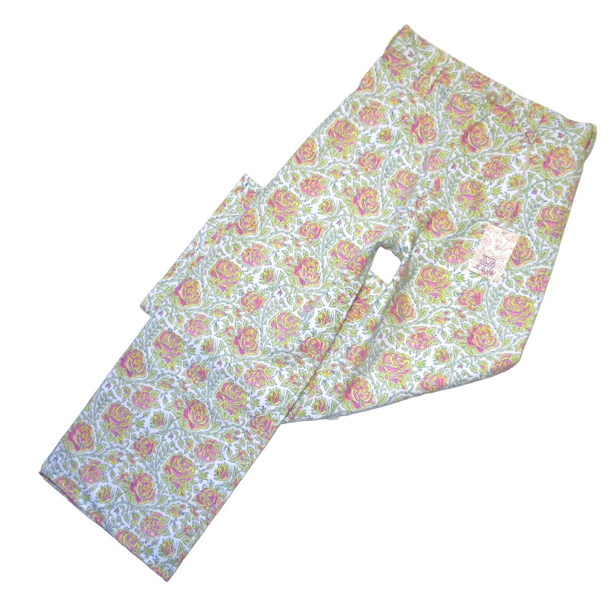 NWT SZ Blockprints x J.Crew Hand Block-Printed Disco Pant in Rose 
