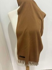 S16 # Loro piana rectangle cashmere caramel color scarf has pulles And Hole
