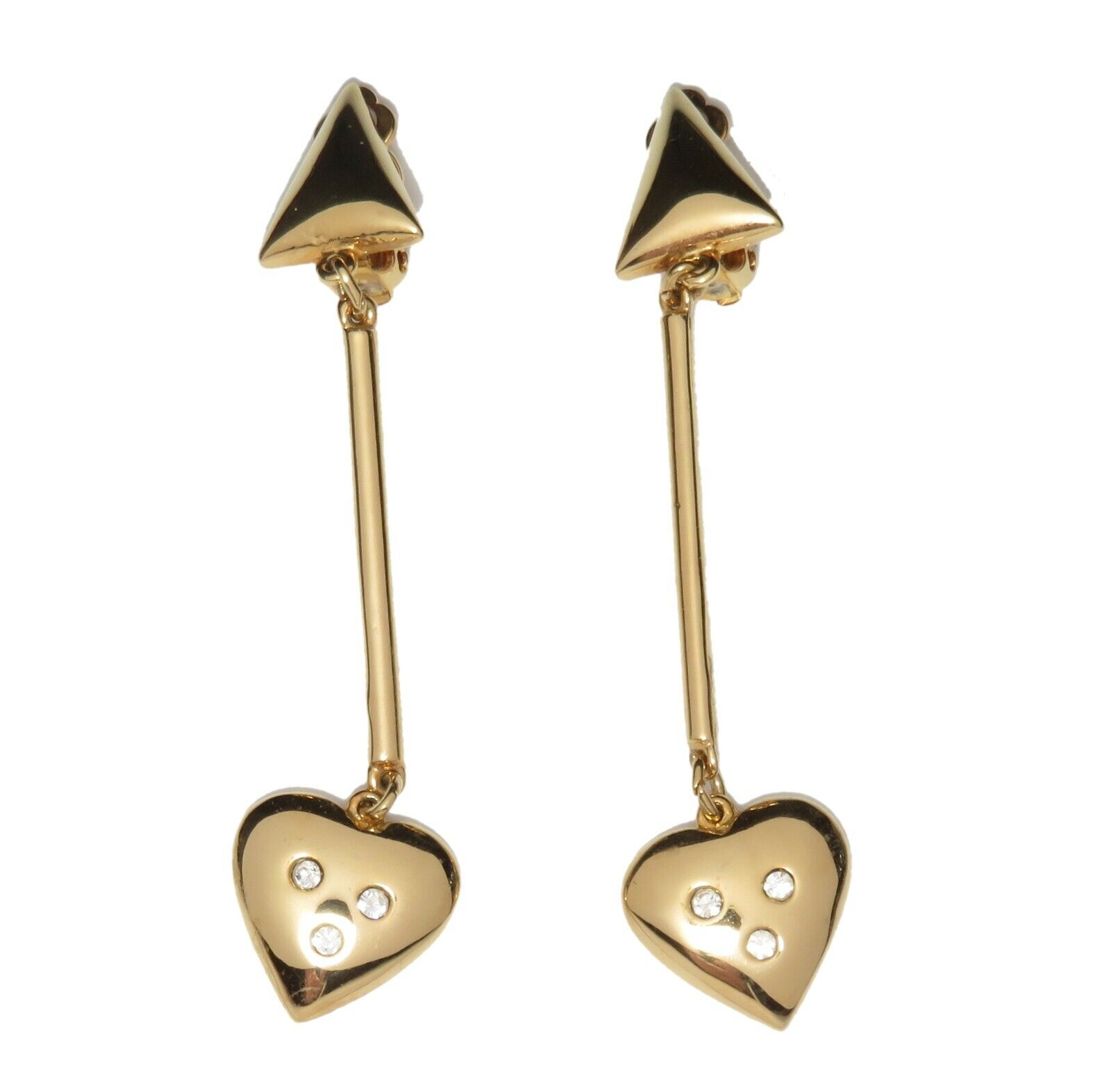 Vintage Courrèges earrings Courreges gold-tone heart dangle earrings signed