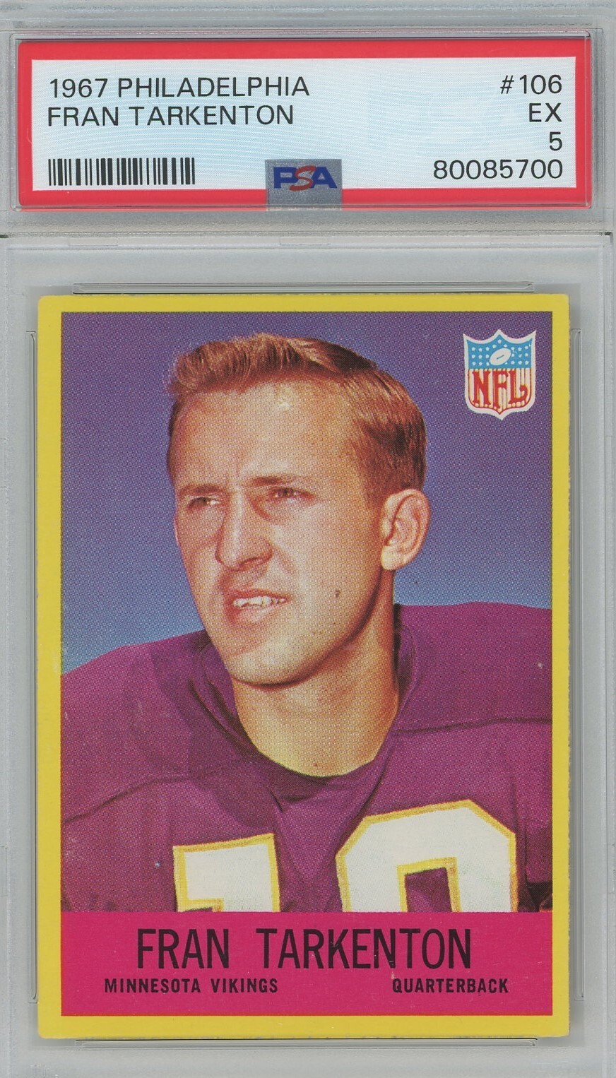 1967 Philadelphia Fran Tarkenton Minnesota Vikings #106 HOF NFL PSA 5 EX