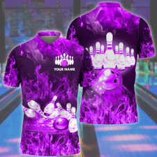 Personalized Name All Over Printed Polo Shirt For Bowler, Bowling Player Uniform