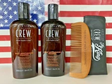 2 Pack American Crew Daily Moisturizing Shampoo, 8.45 oz + Elvis Comb