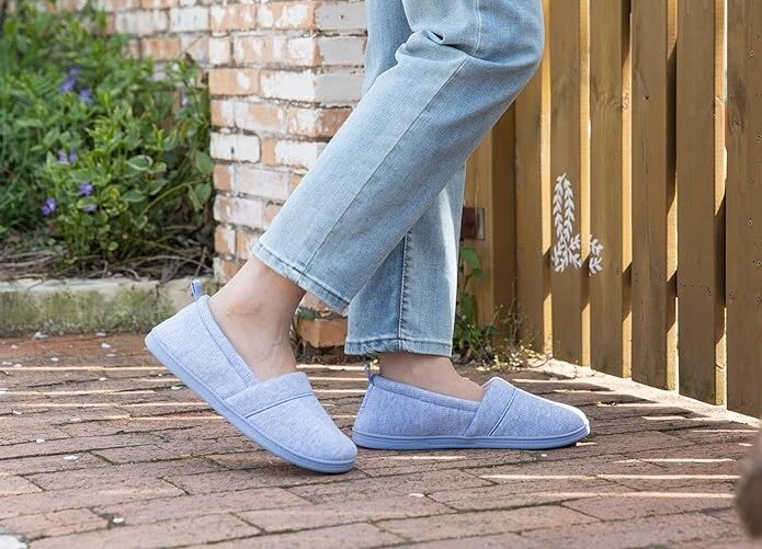 Hausschuhe Damen EQWIGKEIT Damen-Pantoffeln Leichte Leinen