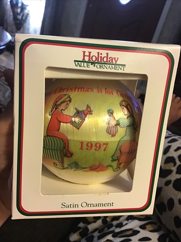 Holiday Value  Satin Ornament NIB Vtg 1997 Christmas Is For Giving Made in  USA