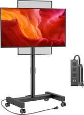 Mobile TV Stand with Power Outlet, 26-50" TVs, Tilting, 8 Height Settings