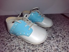 Infant Baby Shoes. Boys. Blue  White. Sz. 4" L X 2" W toe box X 1.25" Back.