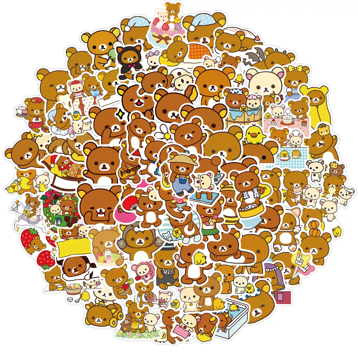 50pcs Stickers Kawaii Rilakkuma Bear Cute Cartoon Sticker Lot Bundle  Japanese