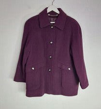 Berkertex Wool Rich Blend Pea Coat Size 16 Petite Burgundy Single Breast Trench