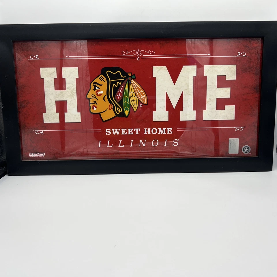 Letrero de los Chicago Blackhawks rojo blanco hogar dulce hogar NHL hockey 12 X 21,75" Foto 3 de 4