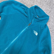 The North Face Fleece Jacket Girls Large 14/16 Teal Full Zip Mock Neck Hiking