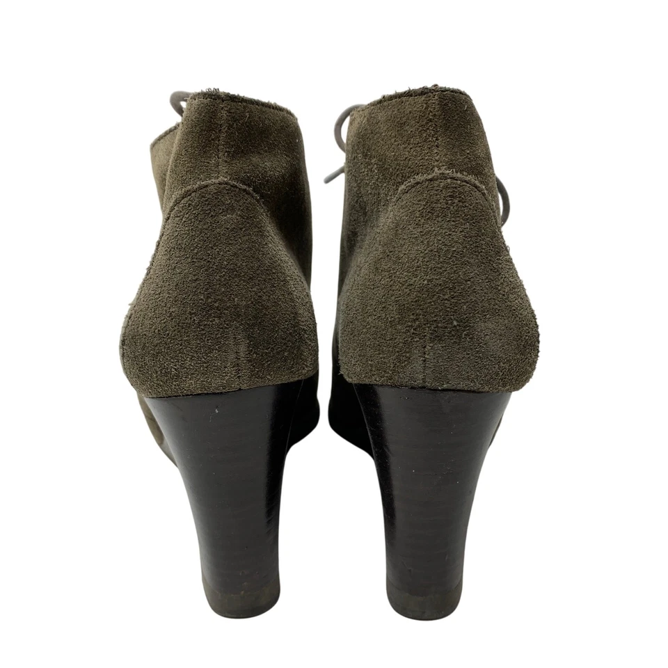 Ботинки женские Franco Sarto на танкетке каблуке до лодыжки размер 8 темно-оливковая замша кожа - Изображение 4 из 4