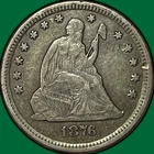 1876-CC Seated Liberty Quarter Choice Extremely Fine XF+ Coin #40434