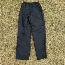 Women's Vintage 2000's Nike Black Nylon Lined Track Pants Sweatpants Sz Medium