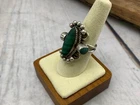 Vintage Native American Sterling Silver Malachite Ring Southwestern