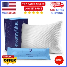 Memory Foam Pillow King Adjustable Shredded Fill with Washable Bamboo Cover