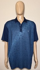 Callaway Opti-Dri Polo Shirt Mens 2XL Golf Performance Dark Blue Diamond Pattern