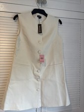 PrettyLittleThing Cream Tailored Button-up Shift Dress Size 12