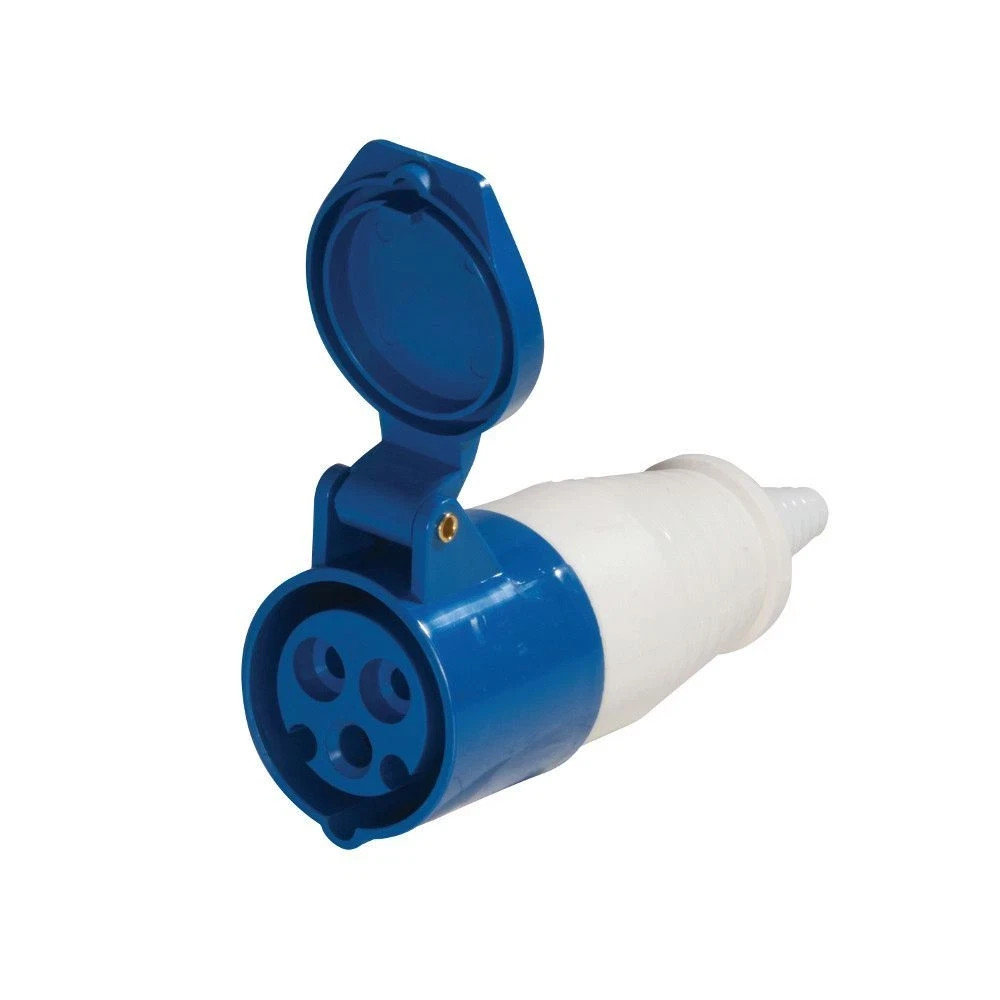 16A Blue In-line Female Socket 230-240V IP44 3 Pin 16 Amp 2P+E