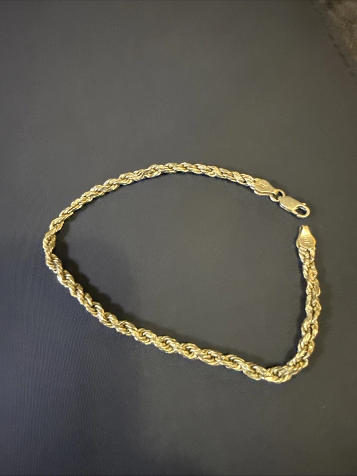 Pulsera Cuerda Oro Sólido 14K - Estampada 14K - Cadena Cuerda Clásica - Hombre’s/Mujer’s Foto 2 de 4