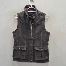Joules Fieldmoor Green Check Wool Tweed Country Field Gilet Vest Size Uk 10