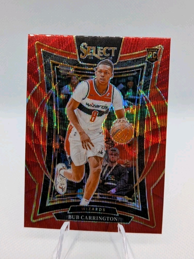 Bub Carrington 2024-25 Panini Select: Concourse Red Wave Prizm SP Wizards