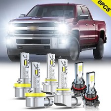 12000K LED Headlight Fog Light Bulbs Kit fit Chevy Silverado 1500 2500 2007-2015