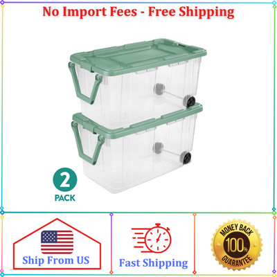 Sterilite Extra-Large Wheeled Rugged Storage Bin, 160 Quart Durable Clear Storag