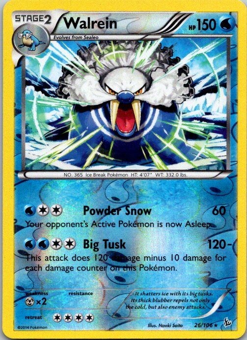 Walrein 26/106 Reverse Holo Rare XY - Flashfire LP