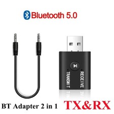 Grwibeou 2 IN 1 USB Bluetooth 5.0 Adapter Transmiter 3.5mm AUX Jack For PC
