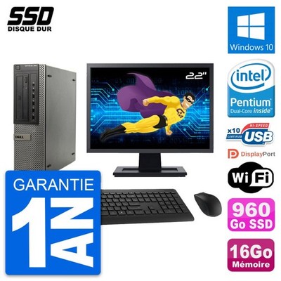 PC Dell Optiplex 990 DT Bildschirm 22 '' Intel G630 RAM 16Go SSD 960Go Windows 10