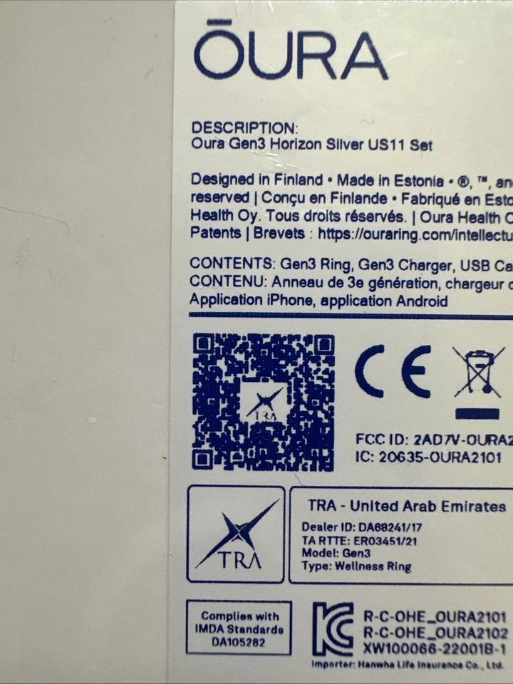 NEW Oura Ring Gen 3 Horizon Silver Size 11 Smart Ring Sealed. Free Shipping - Image 2 of 4