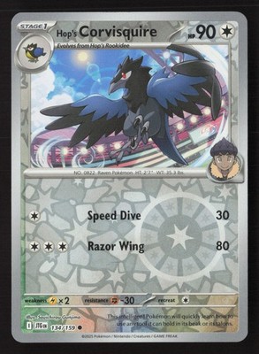 Hop's Corvisquire 134/159 Common Journey Together Pokemon Reverse Holo Near Mint