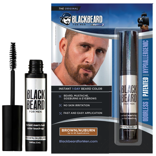 Mascara couleur cheveux homme teinture barbe moustache sourcils MARRON AUBURN BARBE NOIRE - Photo 1/10