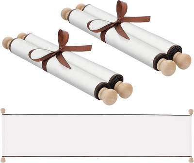 2 Pack Blank Paper Scrolls Wrapped on Wood Rod for Writing, Drawing, Calligraphy