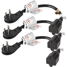1Feet 1875W 15A 14AWG Flat Plug Heavy Duty Extension Cord Outlet Saver 3-Prong