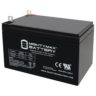 Mighty Max ML15-12NB - 12 Volt 15 AH, NB Terminal, Rechargeable SLA AGM Battery
