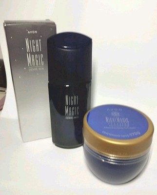 LOTE  Avon Night Magic Evening Musk  Edt 50 ML+Crema Perfumada 172 Gr. Vintage.