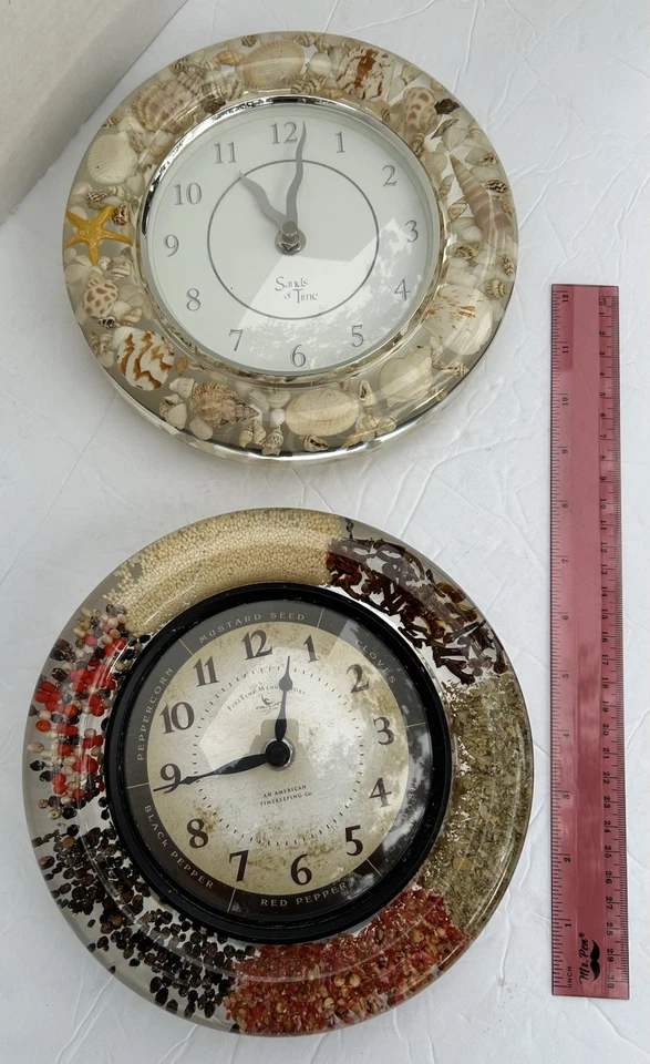 Vintage Lucite Sea Shells Wall Clock 8” Seashells Sands Of Time & FirsTime Clock - Image 2 of 4