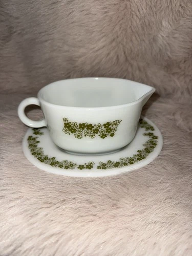 Vintage Pyrex Crazy Daisy Gravy Boat 77-B Drip Plate 77-U Spring Blossom