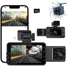 Dash Cam  3 Channel Dash Cam Front and Rear Inside, 1080P Full HD Dash Camera ...