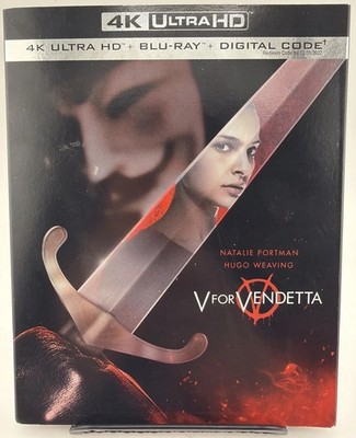 V For Vendetta (4K Ultra HD, Blu-ray, Digital) NEW, Factory Sealed, w/Slipcover