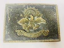 Solid Brass North Dakota Eagle Belt Buckle Vintage 13 Stars Buckle Works