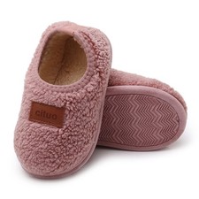 RVROVIC Boys Girls House Warm Slippers Fuzzy Winter 5-5.5 Toddler, 1-pink