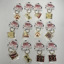 (12) 101 Dalmatians metal keychain Dog Bone Disney Vtg Paw Resell Lot Key Ring