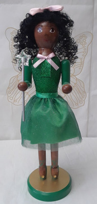 14 in Dark Skin Princess Green Dress Fairy Ballerina Christmas Nutcracker