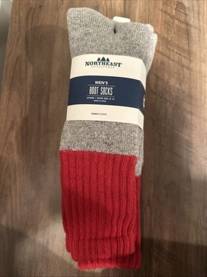 Northeast Outfitters Men's Boot Work Socks, 2 pack. Size Large 8-13. Ribbed Cuff